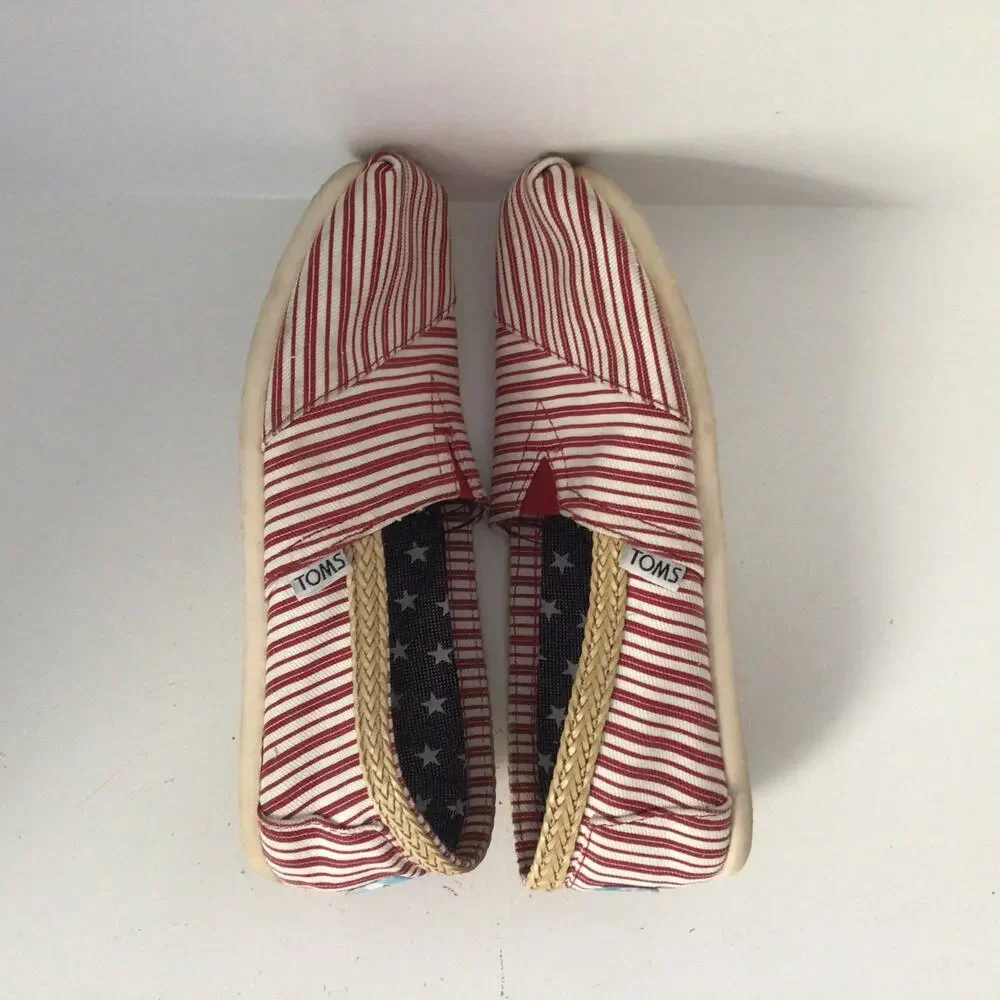 Toms Americana Red Stripe Classics Flats Sz 7W